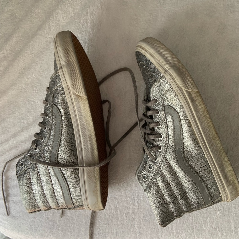 Silver high top VANS